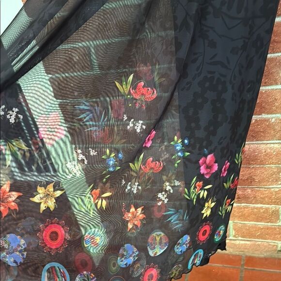 Desigual Black and Floral Sheer Dress - Picture 2 of 8